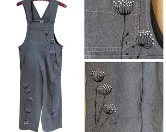 Size XS - Queen Anne's Lace - One of a Kind Painted Bib Overalls