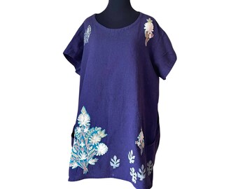 Floral Folk OOAK embellished tunic - One Size fits M-XXL