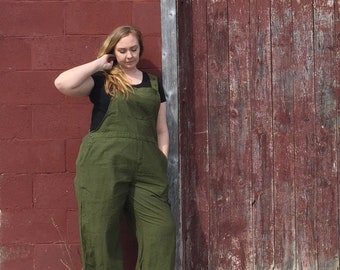 Sizes XS-XL - Olive Green Bib Overalls - Full Length in Fair