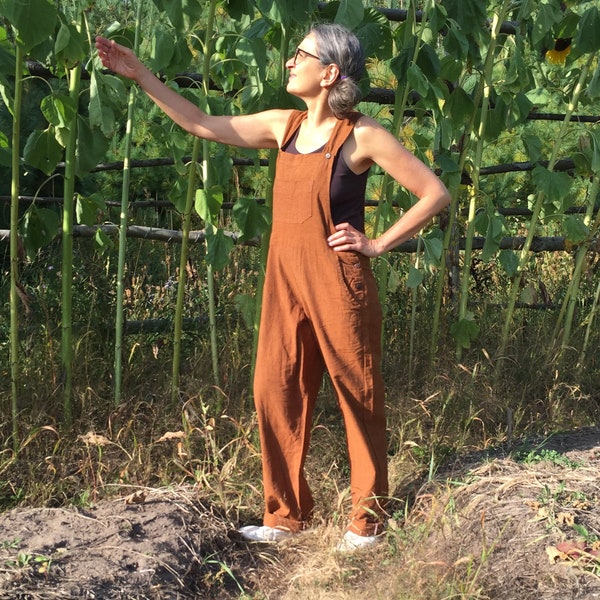 Unisex Overalls with full length pants available in XS to 3X - Autumn Gold