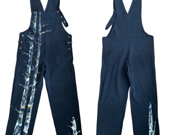 Size L - Birch Trees - Full Length Painted Overalls