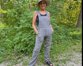 Sizes L/XL and 3X - Charcoal Grey Overalls in a smooth woven cotton