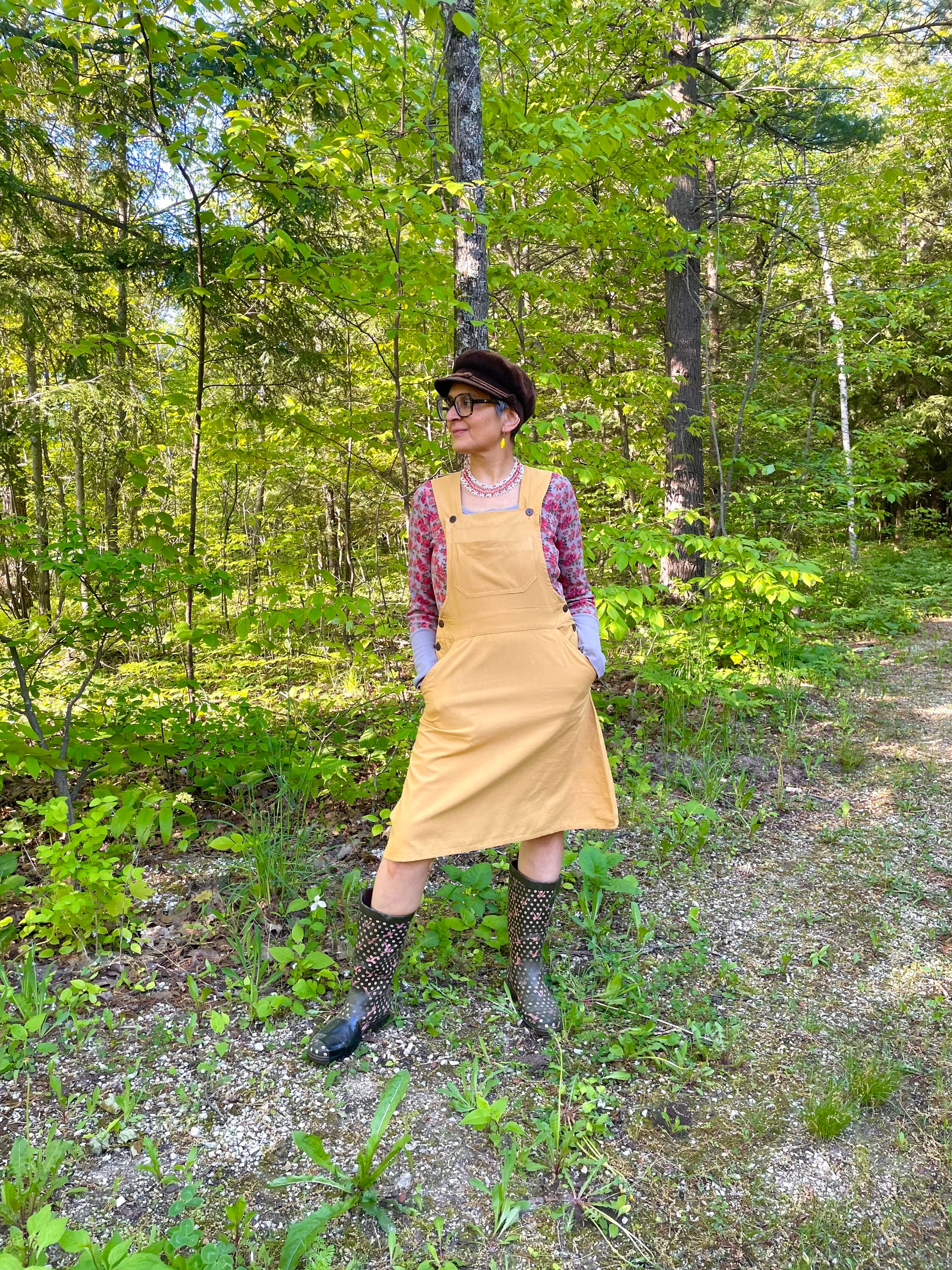 Mango Yellow Bib Dress Knee Length 
