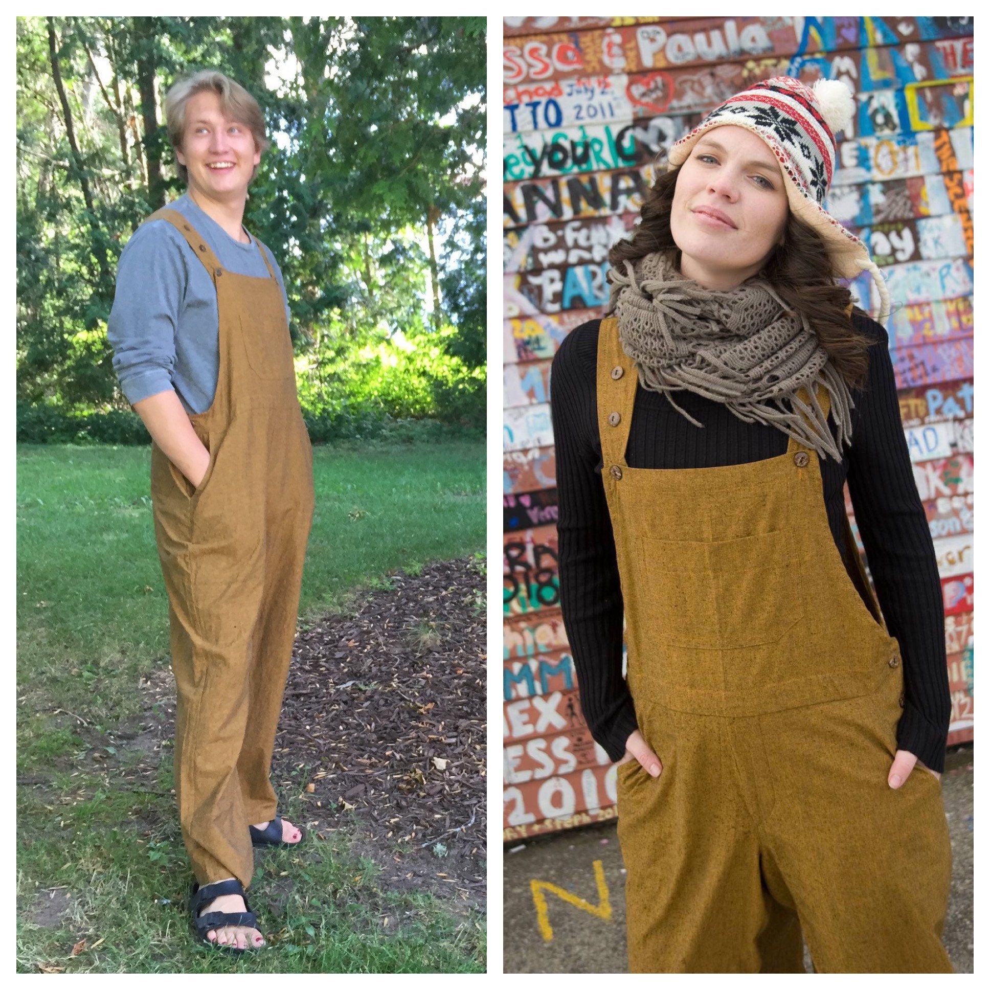 Mustard Gold Bib Overalls Full length bib overalls shirt Etsy