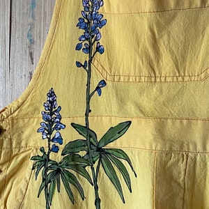 Size L Sunny Lupine Bibs Hand Painted One of a Kind Overalls image 3