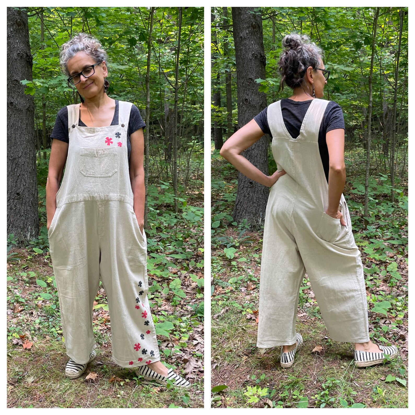 Flower Power Cropped Plus Size Bib Overalls Fit sizes 1420 Etsy