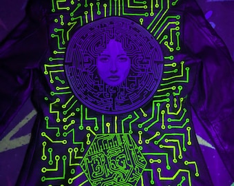 OOAK Hand Painted Circuitry Leather Jacket