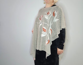 Poncho flowery linen