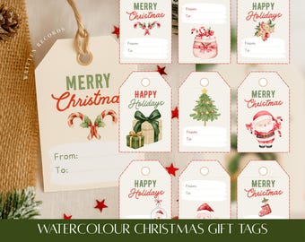 Printable Watercolour Christmas Gift Tags