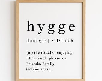 Hygge Definition Print | Minimalist Typography Wall Art