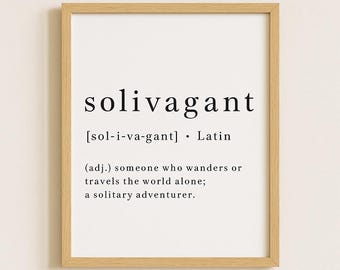 Solivagant Definition Print | Minimalist Typography Wall Art