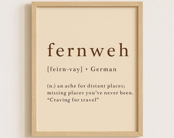 Fernweh Definition Print | Minimalist Typography Wall Art