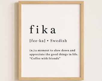 Fika Definition Print | Minimalist Typography Wall Art