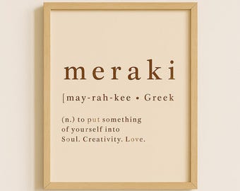 Meraki Definition Print | Minimalist Typography Wall Art