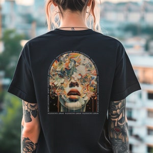 Mind Creation Women&#39;s T-Shirt, Psychedelic Shirt, Hippie Graphic Tees, Colorful Rave Clothes, Trippy Festival Wear, Surreal Art Clothing
