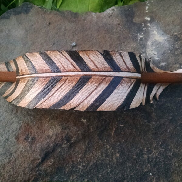 LEATHER FEATHER BARRETTE