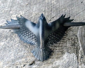 Raven hair barrette:Original,handmade,Raven,Crow,Birds,corvid,Hair accessories,Nordic,Runes,pagan,heathen, Viking,Gothic,Hair barrette,hair