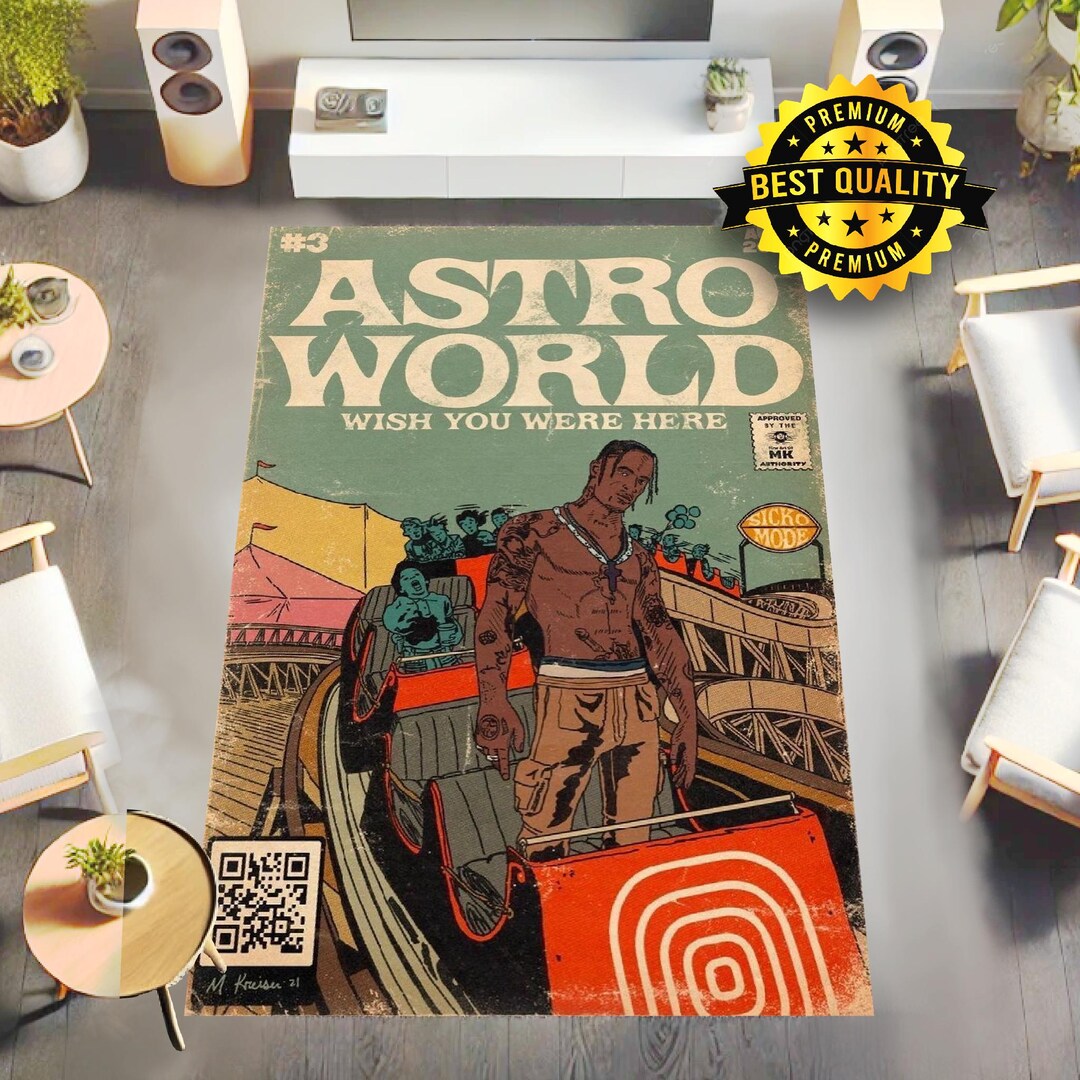 Astroworld Area Rug Travis Scott Comic Style Artist Rug Different Sizes ...