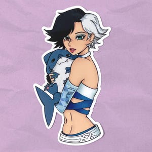 Luna Snow and Jeff the Shark Sticker | water bottle, phone, laptop vinyl sticker |