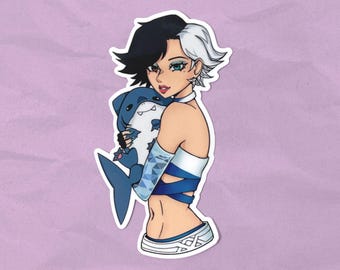 Luna Snow and Jeff the Shark Sticker | water bottle, phone, laptop vinyl sticker |