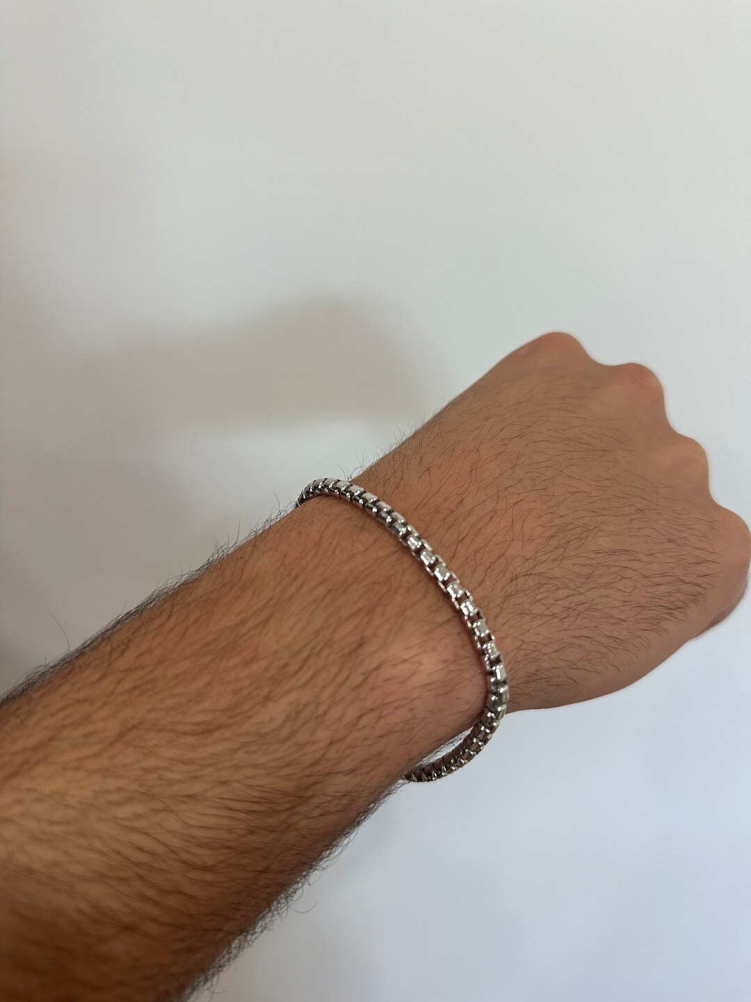 Sterling Silver Round Box Chain Men's Bracelet - Modern Jewelry - Etsy
