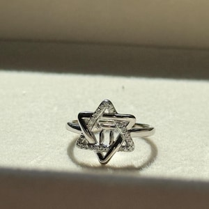 Sterling Silver Star of David Ring: CZ Diamond Jewish Jewelry