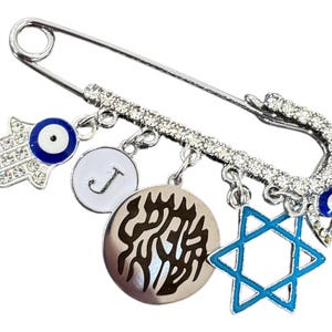 Baby Evil Eye Pin: Judaica Hamsa & Star of David Protection