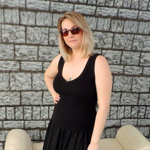 Upcycled cotton sweater vest with skull and bones insert size medium large image 2