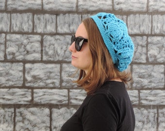 Sky blue handmade crochet trilobite tam in cotton