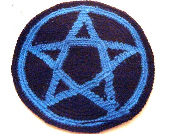 Pentacle patch in black and blue acrylic