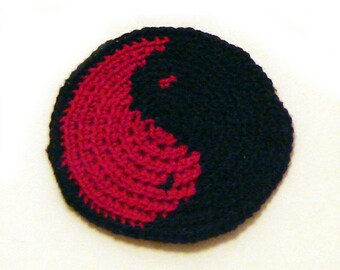 Yin yang patch in black and red