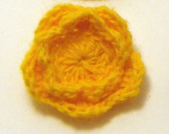 Irish crochet rose pin brooch in bright sunshine yellow