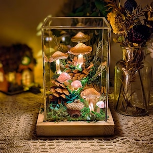 Fairy Garden Lamp, Handmade Mushroom Lamp, Apartment Decor, Anniversary Gift, bedside lamp, Plant Lover's Gift