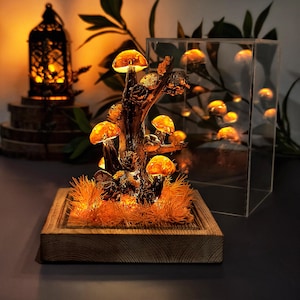 Cottagecore Mushroom Night Light, Magic Night Light, Handmade Mushroom Lamp, Fairy Garden Decor, Anniversary Gift
