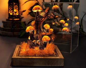 Cottagecore Mushroom Night Light, Magic Night Light, Handmade Mushroom Lamp, Fairy Garden Decor, Anniversary Gift