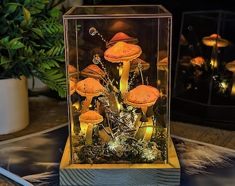Rustic Handmade Mushroom Lamp, Whimsigoth Decor, Bedroom Decor, Art Deco Lamp, Cottagecore