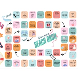 Beach Bachelorette Party Game: Customizable Printable Drinking Game (PDF Download