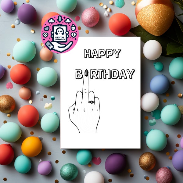 Finger, happy birthday, birthday finger, long nail, greeting card, rude card, rude birthday card, funny card