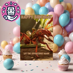 Grounded birthday card,grounded game, xbox,ant, birthday card, happy birthday, fun card, kids card, kids birthday card, digital download,