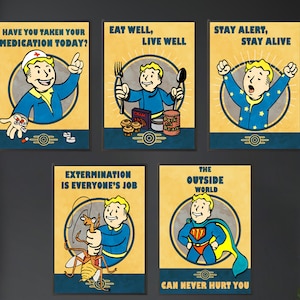 Fallout Poster Set of 5 - Instant Digital Download - Vault-Tec,Print Wall Art, Fallout Game -TV Show - High Resolution-Printable