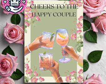 Bravo à l'heureux couple, carte de mariage, téléchargement numérique, félicitations, acclamations, fleurs, jolie carte, carte de voeux, carte pour mariage