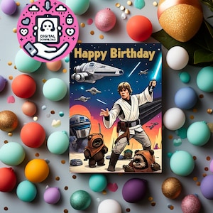 Luke Skywalker, Star Wars, Geburtstagskarte, alles Gute zum Geburtstag, Licht, Universum, Star Wars Thema, Geburtstagskarte, digitaler Download