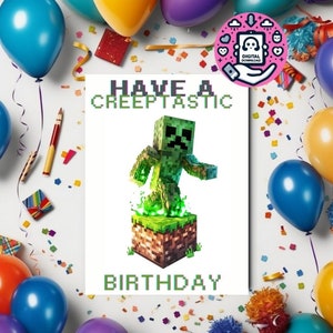Creeper Minecraft Geburtstagskarte, Minecraft, digitaler Download, Grußkarte, alles Gute zum Geburtstag, coole Karte, Kinder, Spiele, Ziegel