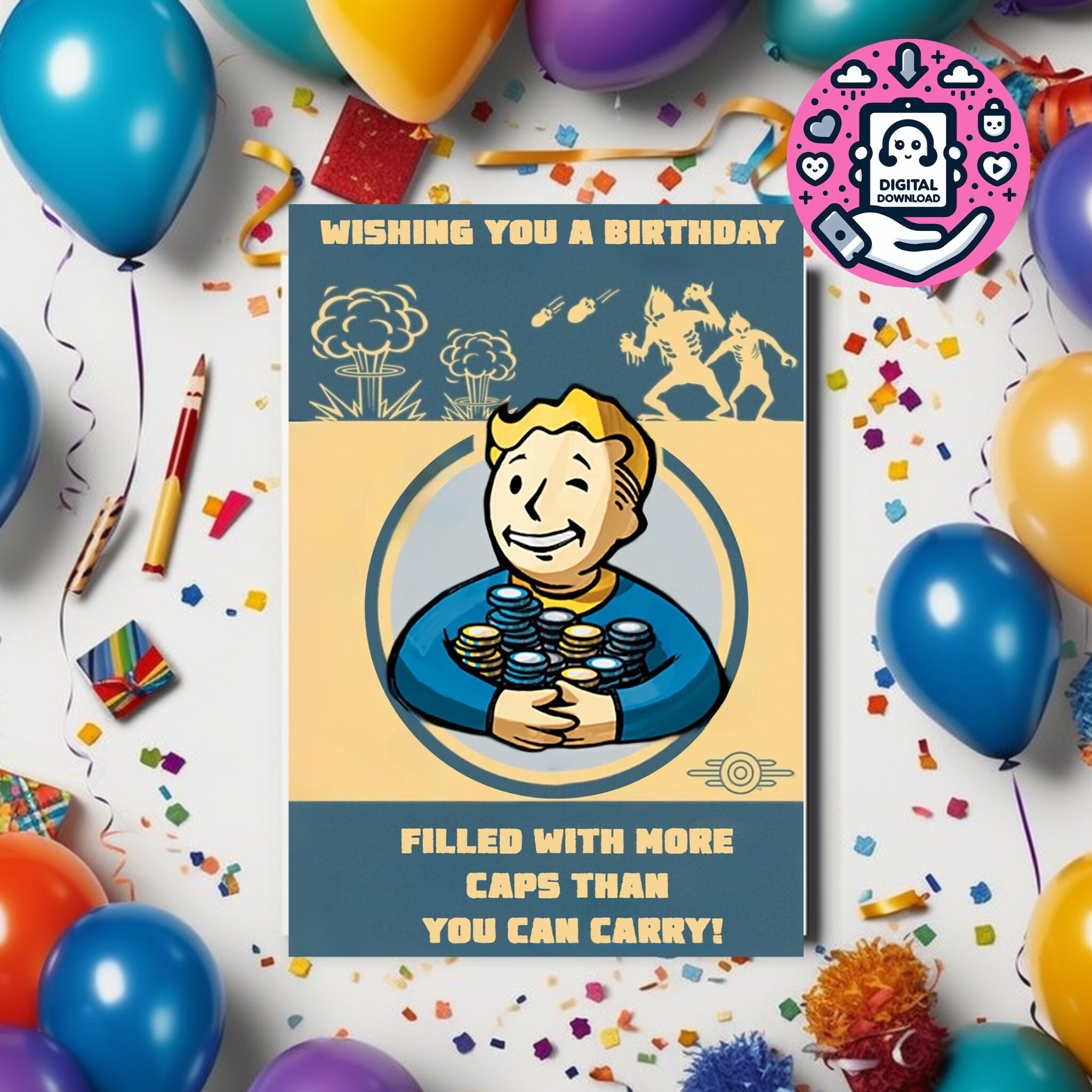 Fallout, Fallout Caps, Fallout Boy, Caps, Digital Download, Greeting ...