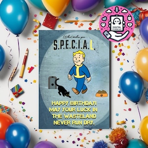 Fallout, Fallout lucky, fallout boy, casquettes, téléchargement numérique, carte de voeux, joyeux anniversaire, carte d'anniversaire fallout, carte fallout, anniversaire