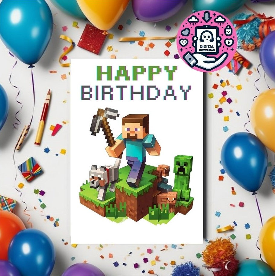minecraft-birthday-card-minecraft-digital-download-steve-creeper-steve-minecraft-greeting-card-happy-birthday-cool-card-kids-etsy for Free Minecraft Birthday Card Printable Minecraft Birthday Card, Minecraft, Digital Download, Steve, Creeper, Steve Minecraft, Greeting Card, Happy Birthday, Cool Card, Kids - Etsy for Free Minecraft Birthday Card Printable