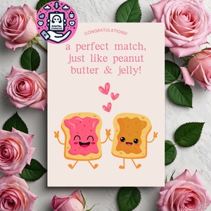 Erdnussbutter und Jelly Sandwich Glückwunschkarte, Heirat, verheiratet, Pb & J, glückliches Paar, lustige Karte, lustige Grußkarte, digitaler Download
