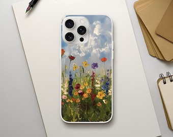 Funda de teléfono de flores silvestres para iPhone 15 14 13 Pro Max 12 Mini 11 XR 7 8 SE 2022 Galaxy S24 Acuarela Primavera Floral, caja flexible