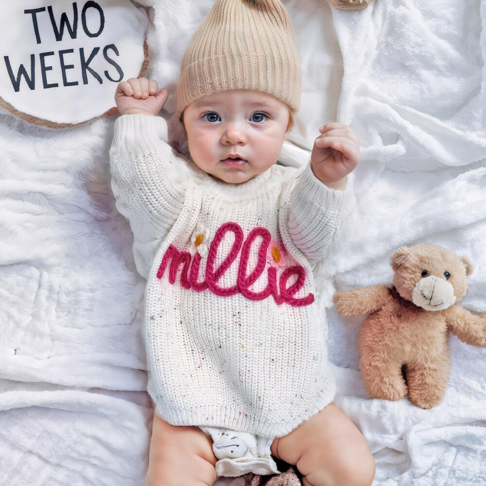 Baby Sweater Name Custom Embroidered Baby Name Sweater, Baby Name Sweater, Knit Sweater Toddler，Personalised Baby Jumper,1St  Baby Gifts, Baby Christmas Gift Nursery Gifts