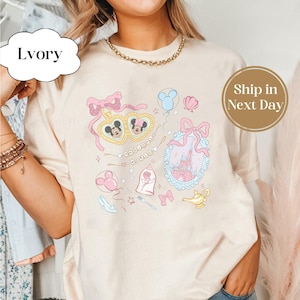 Coquette bow Mickey Minnie Heart Locket Baby tee Croptop tank, Magical World shirt, WDW Disneyland Girls trip Girly aesthetic baby tee